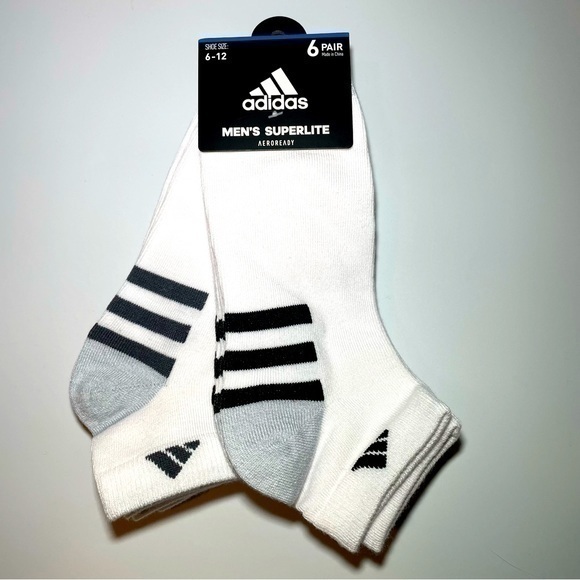 Adidas men’s low cut socks 6 pack size 6-12 white black gray - Picture 1 of 1